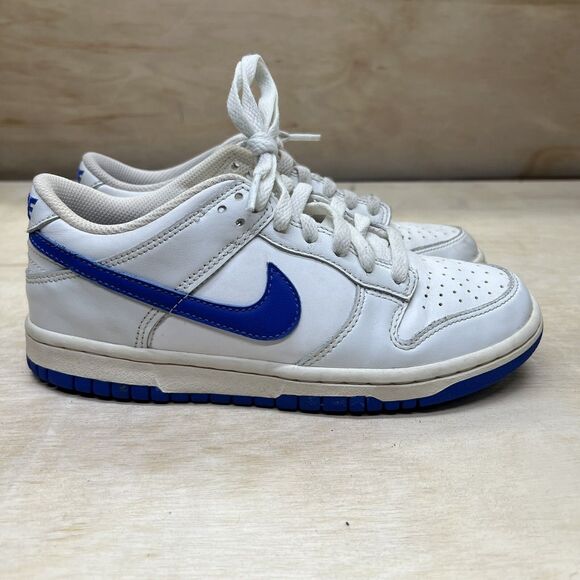 USED sz 4.5Y YOUTH Nike Dunk Low GS Summit White/Hyper Royal Blue DH9765-105 - Picture 1 of 8